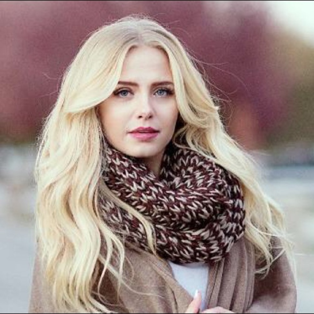 Infinity scarf beige knit scarf brown NWT NEW
